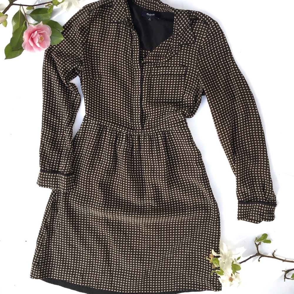 Madewell 100% Silk size 0 black pattern dress